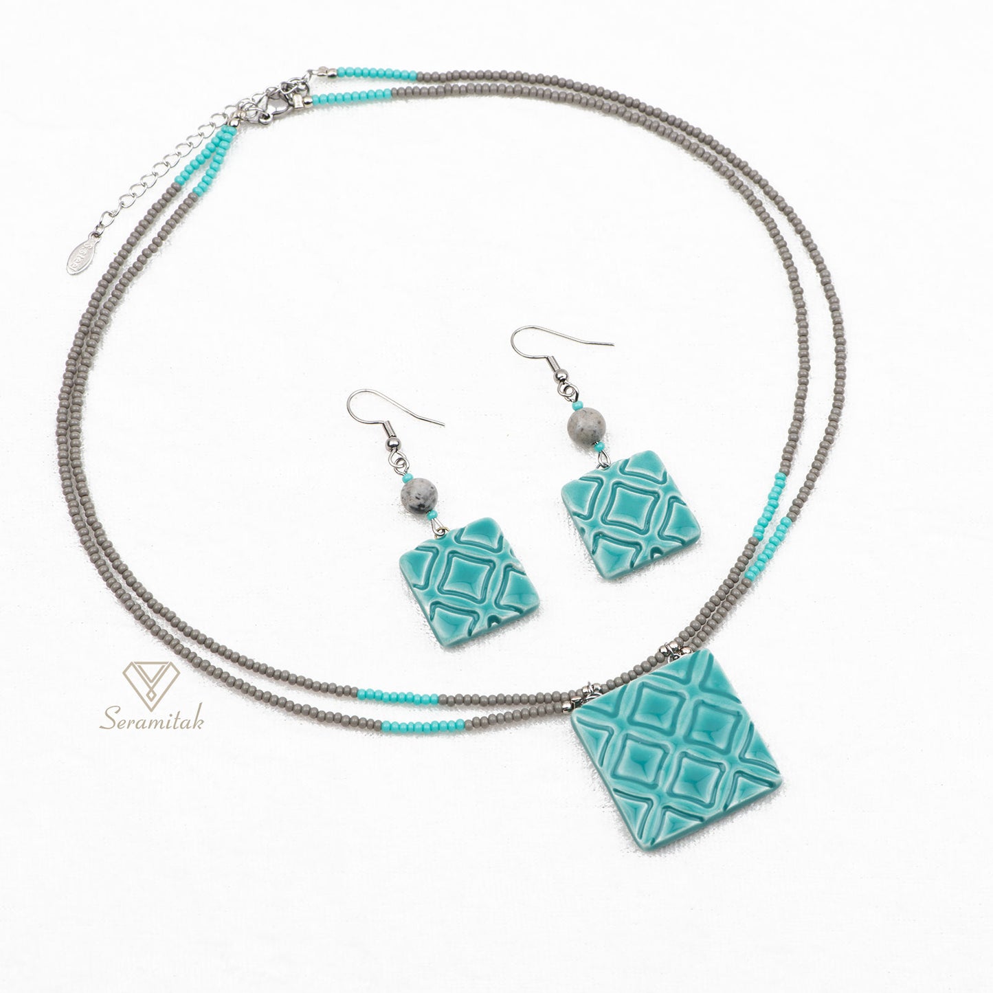 Nexa – Seramik Kolye & Küpe Seti | Turkuaz
