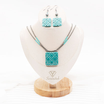 Nexa – Seramik Kolye & Küpe Seti | Turkuaz