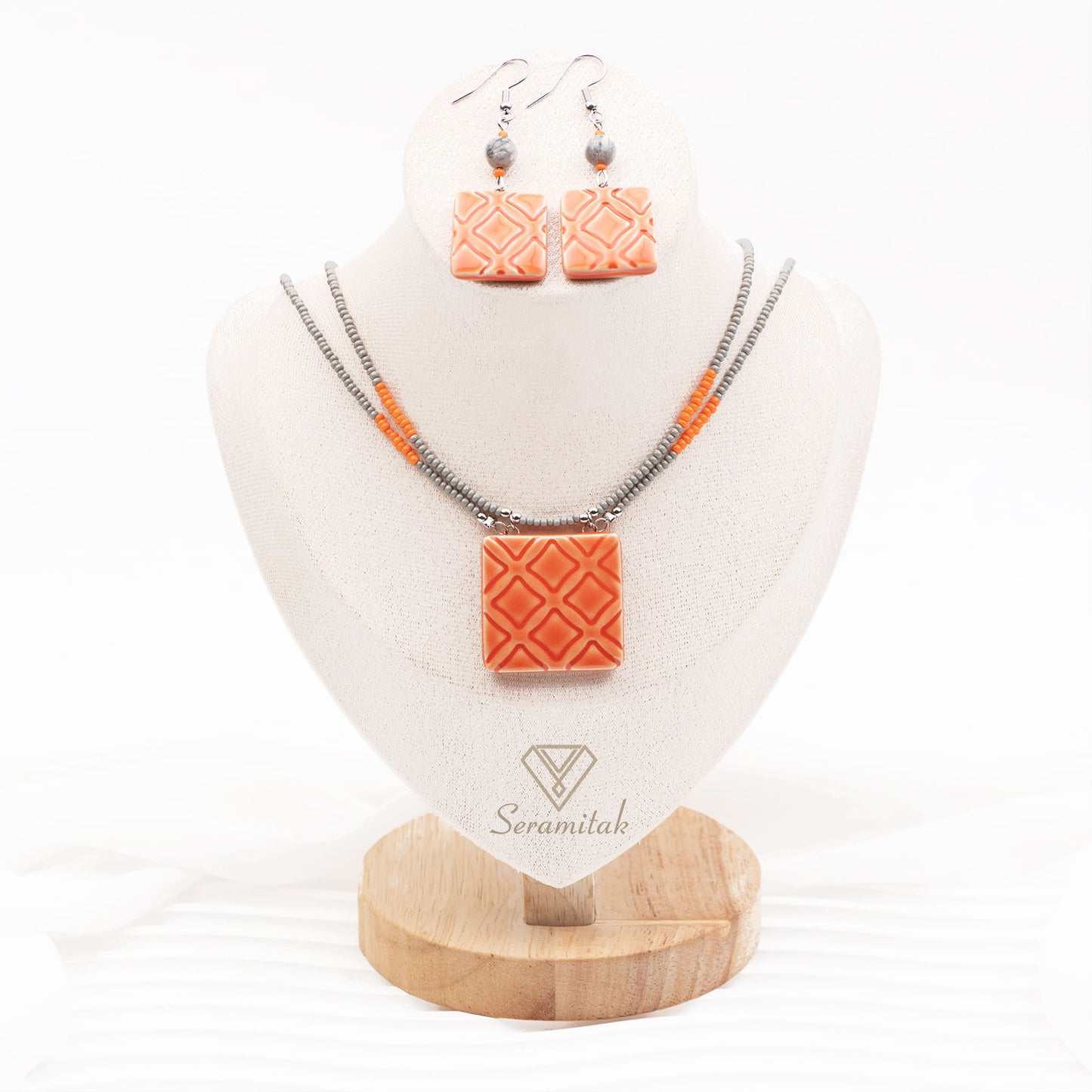 Nexa – Seramik Kolye & Küpe Seti | Turuncu