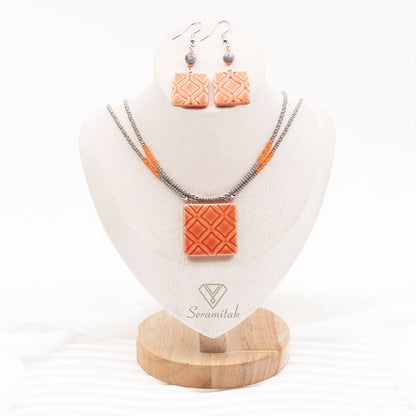 Nexa – Seramik Kolye & Küpe Seti | Turuncu