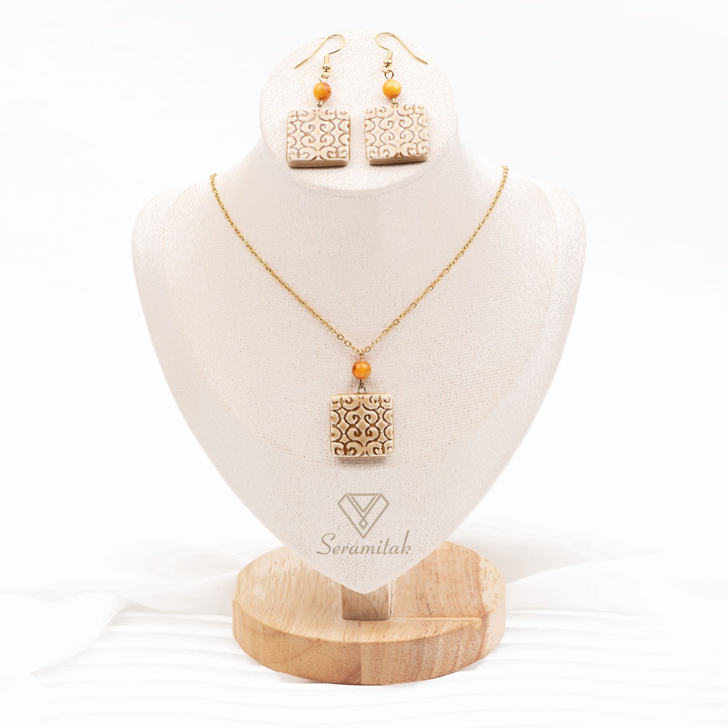 Gün İzi – Seramik Kolye & Küpe Seti