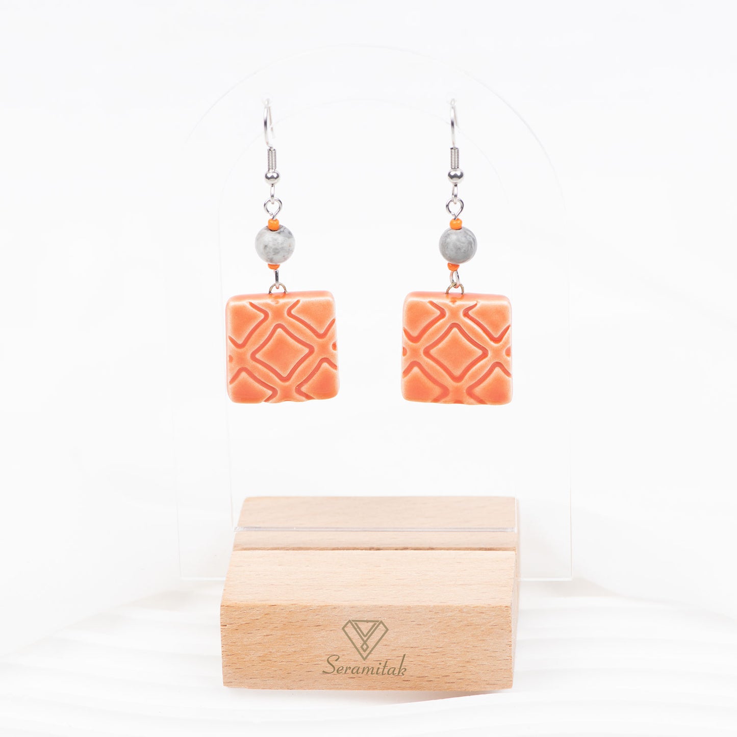 Nexa – Seramik Kolye & Küpe Seti | Turuncu