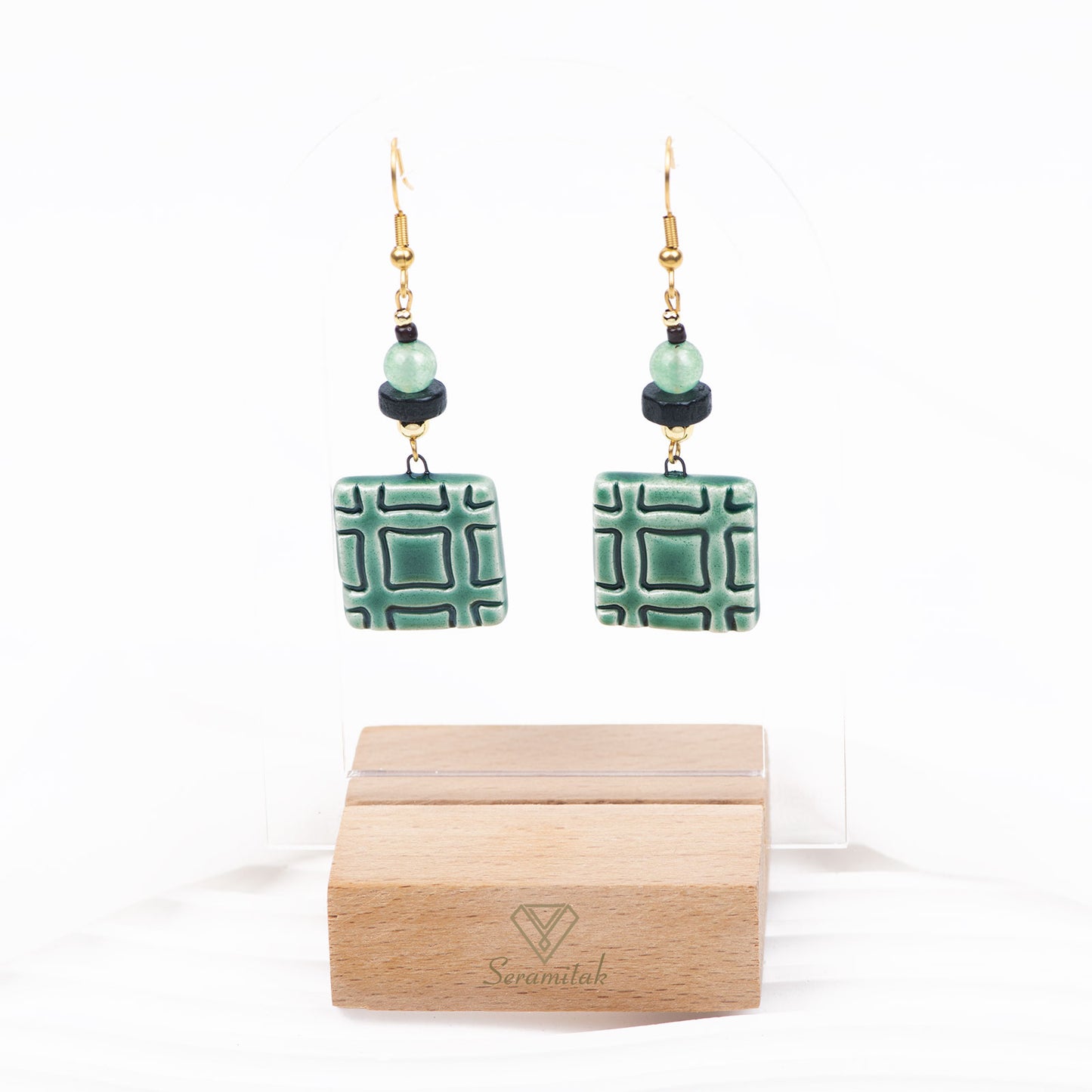 Yeşil Denge – Seramik Kolye & Küpe Seti