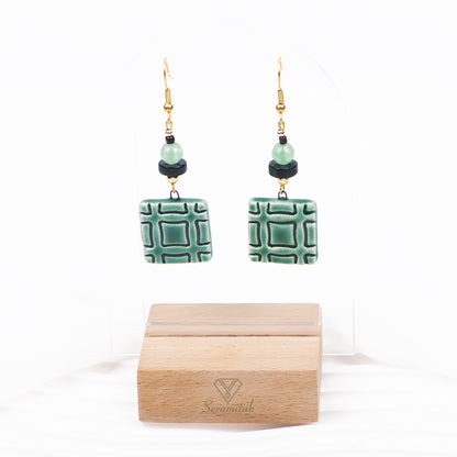 Yeşil Denge – Seramik Kolye & Küpe Seti