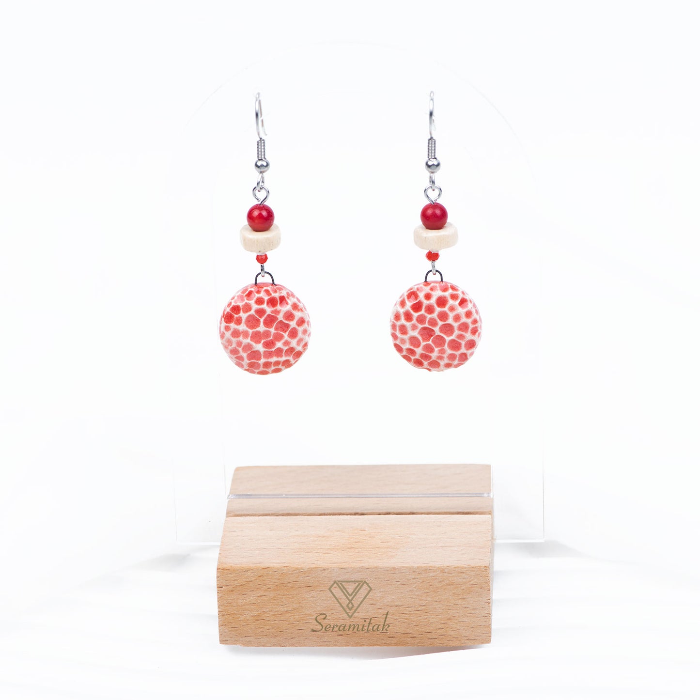 Altı Arasında – Seramik Kolye & Küpe Seti | Kırmızı