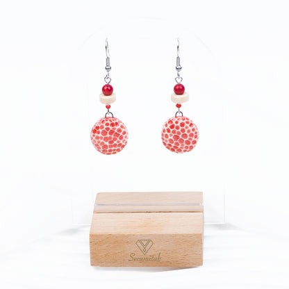 Altı Arasında – Seramik Kolye & Küpe Seti | Kırmızı