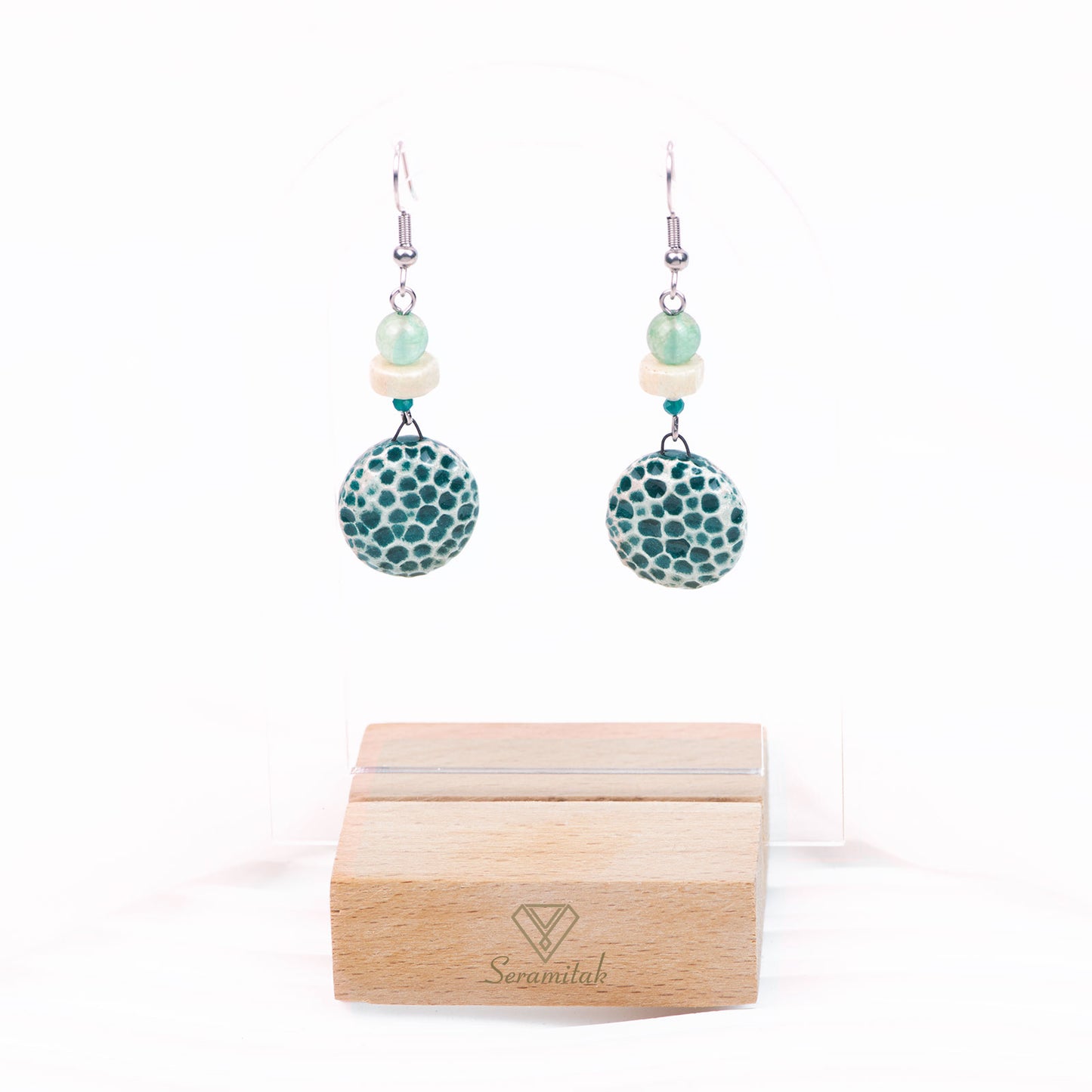 Altı Arasında – Seramik Kolye & Küpe Seti | Yeşil